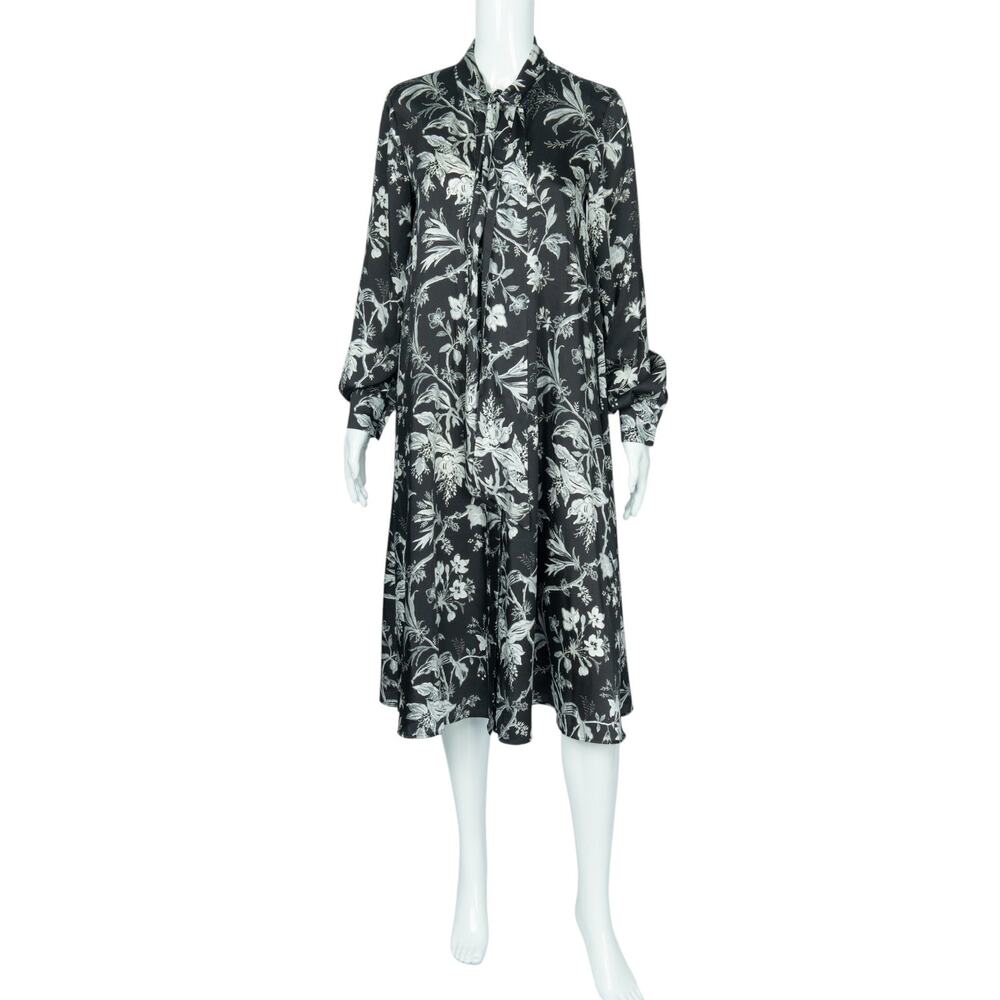 MCQ by ALEXANDER MCQUEEN Black Floral Midi Dress Size 40 US 4